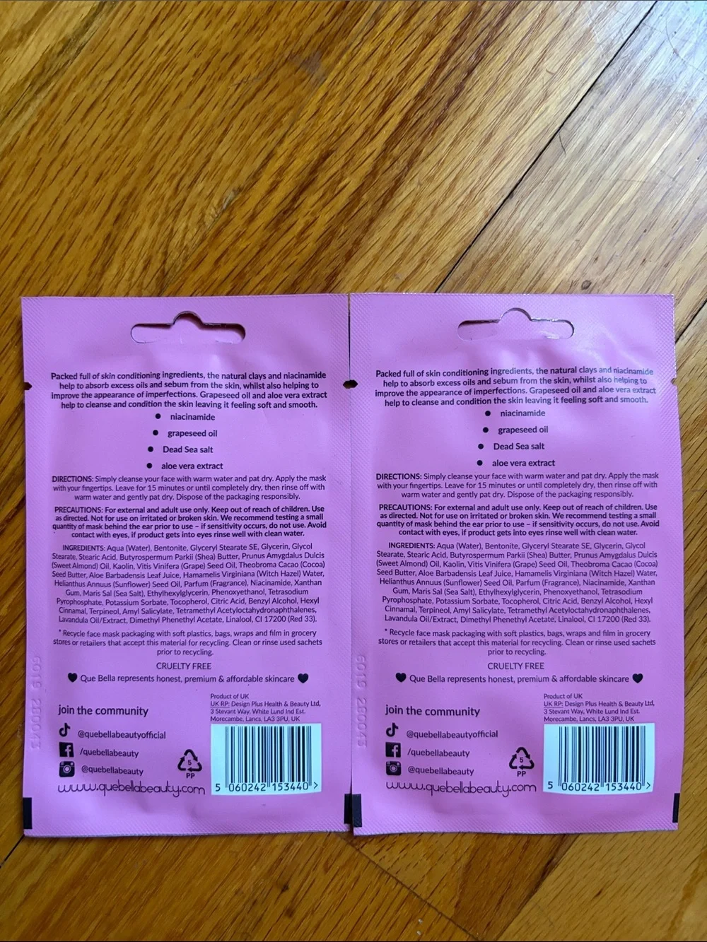 Face Mask Bundle 5pc Que Bella Pink Clay Charcoal Trader Joe’s Hydrating
